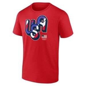 NWT Fanatics Red Team USA Olympics Men's Tee size Medium Bright Red